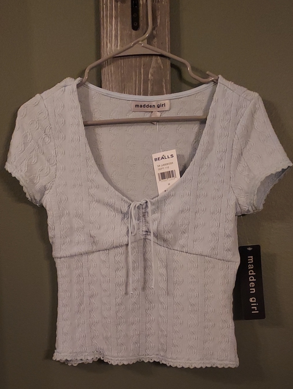 Madden Girl Pastel Blue Tie-Front Crop Top